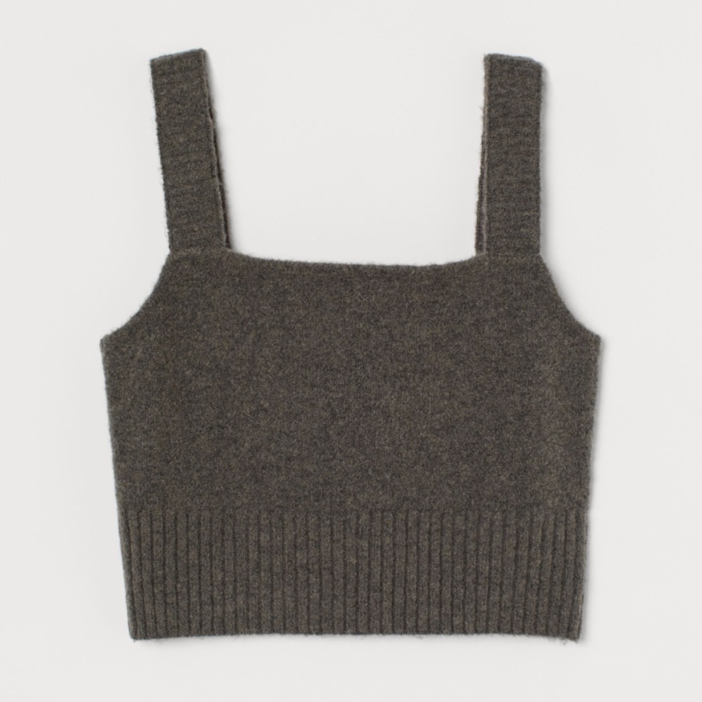 H&M Soft Knit Crop Top XS green gray